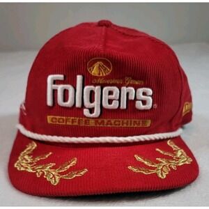 Vintage Tim Richmond Folgers Corduroy Embroidered‎ Snap Hat w/rope New Era